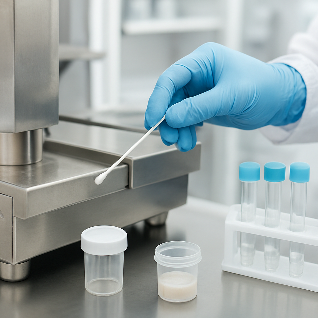 Allergen swab testing on stainless steel food equipment